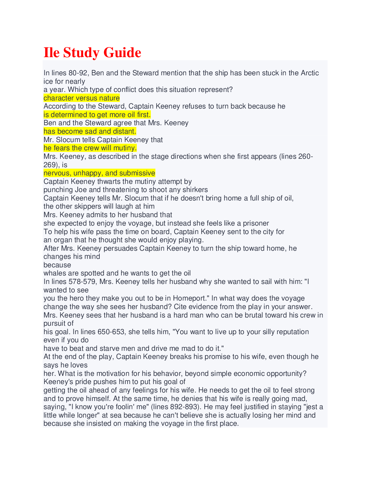 Preview image for Ile Study Guide Questions with Correct Answers